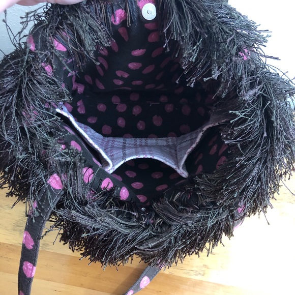 Bagalitas By Janice Pink Plaid Purse Hand Bad Brown Trim Eclectic Spring - Picture 6 of 10